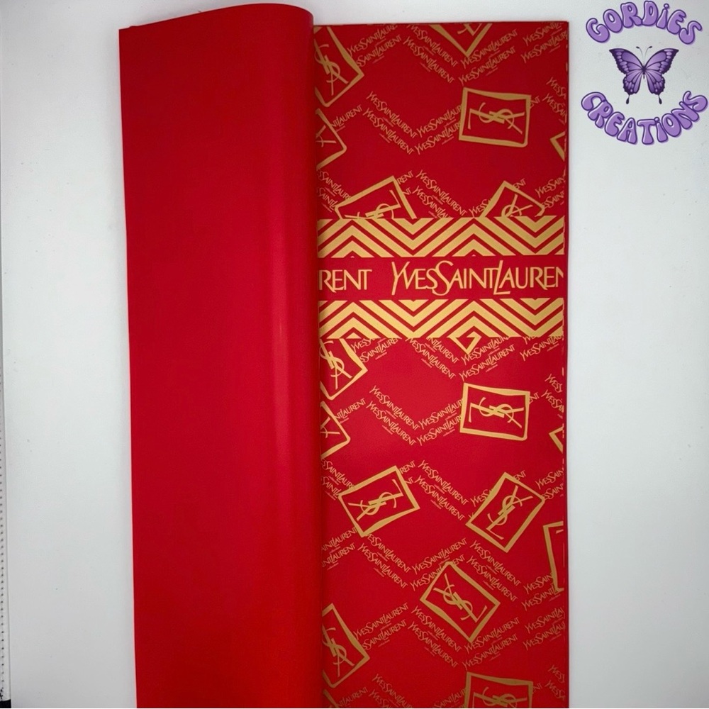 Red W/ Gold YSL Floral Bouquet Wrapping Paper
